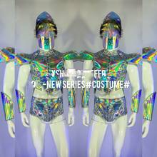 Space Costumes Man model catwalk show stage Furture party Nightclub GOGO Men's Armor Laser Costume 2024 - buy cheap