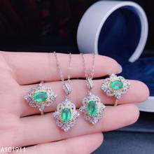 KJJEAXCMY fine jewelry 925 sterling silver inlaid Natural Emerald popular pendant ring female suit support detection luxurious 2024 - buy cheap
