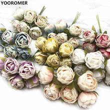 YOOROMER 6pcs PE small rose silk simulation flower wedding decoration DIY wreath wedding party craft flower 2024 - buy cheap