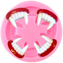 Moldes de silicone de dentes de vampiro, faça você mesmo, ferramentas de decoração de bolo para fondant, argila de polímero de doces, chocolate, cupcake, topper, moldes 2024 - compre barato