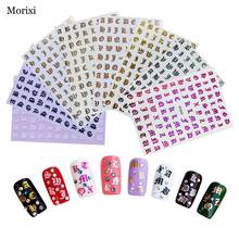 Morixi nail art sticker english letters laser gold silver color Punk style 3D manicure decoration self glue nail decals XF001 2024 - buy cheap