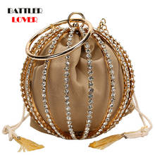 Bolsa feminina luxuosa de bolas de metal, com diamantes e flores, em forma de corrente, para festas à noite 2024 - compre barato