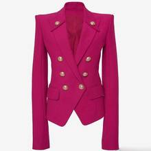 Red Double Breasted Blazer Women Office Formal Mental Buttons Blazer Plus Big Size Women Blazers Drop Ship Black 2024 - buy cheap