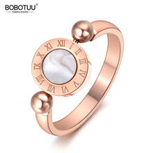 BOBOTUU Trendy Classic Rotatable White/Black Shell Roman Numeral Wedding Rings For Women Titanium Stainless Steel Ring BR19061 2024 - buy cheap