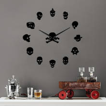 Various Skull Heads Decorative DIY Sticker Large Wall Clock Dead Skeleton Cranium Modern Novelty Gift Custom DIY Big Wall Clock 2024 - buy cheap