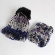 Lady Knitted Real Rex Rabbit Fur Hats Scarves Women Winter Good elasticity Genuine Fur Scarf Hat Hats Scarves Natural Fur Scarf 2024 - buy cheap