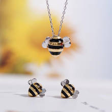 Colar adorável feminino adota colar de abelha, pingente de animal voador em prata, joia fofa para presente de joias femininas, acessórios de moda 2024 - compre barato