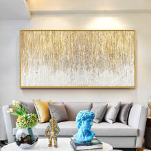 Hand painted abstract oil painting modern minimalist nordic abstract golden rain large huge living room porch decorative paintin 2024 - buy cheap