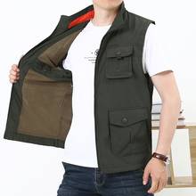 Men's Multi Pocket Fishing Vest 4XL Spring Autumn Mesh Breathable Thin Loose Leisure Waistcoat Tops Outdoor Hiking Sports Vests 2024 - buy cheap