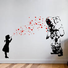 Wall Decal ASTRONAUT & HEART BUBBLE Girl, Banksy Astronaut's Daughter Wall Sticker, Banksy-Style Street Art Interior Design 2138 2024 - buy cheap