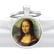 Классическая мода Mona Lisa стеклянный купол брелки для ключей для мужчин и женщин брелок Подвеска Украшения Подарки 2024 - купить недорого