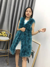 New New Women's real genuine natural ostrich fox Fur vest  fashion long  Jacket gilet custom any size 2024 - buy cheap