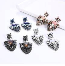 Luxury crystal big earrings for women vintage colorful statement large black flower rhinestone earings party jewelry wholesale 2024 - buy cheap