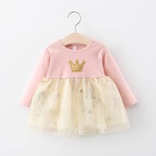 Girls Princess Party Dresses Spring New Toddler Infant Kids Baby Kids Cute Crown Mesh Dress Long Sleeve Bow Baby Girl Clothes 2024 - buy cheap