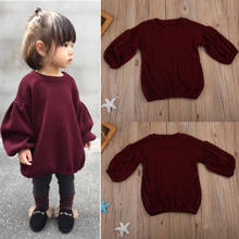 Citgeett Autumn Solid Toddler Kids Baby Girls Outfits Lantern Long Sleeve Sweatshirt Sweater Tops T-shirt Coat Blouse 1-6Y 2024 - buy cheap