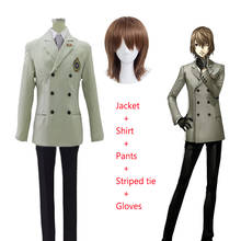 Fantasia cosplay 5 goro akechi, conjunto p5, uniforme escolar, traje cosplay, roupas de anime, peruca técnica do dia das bruxas + boné 2024 - compre barato