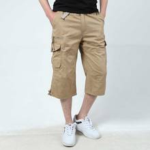 Long Length Cargo Shorts Men 2019 Summer Knee Multi Pocket Casual Cotton Elastic Waist Bermudas Male Military Style Hot breeches 2024 - buy cheap