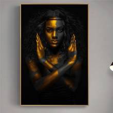 Black and Gold African Nude Woman Indian Oil Painting on Canvas Posters and Prints Scandinavian Wall Art Picture for Living Room 2024 - buy cheap