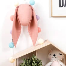 Decoración colgante de pared para habitación de niños, colgante de pared de fondo de cabeza de conejo Animal creativo para sala de estar, hogar Nórdico 2024 - compra barato