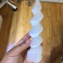 MOKAGY 14cm-15cm Natural Selenite Quartz Crystal Heliciform Carvings Stone Point 1pc 2024 - buy cheap