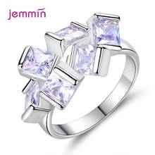 Novel Shape Crystal Round Finger Rings For Women Genuine 925 Sterling Silver Rings New Fashion Jewelry Birthday Wedding Gift 2024 - buy cheap