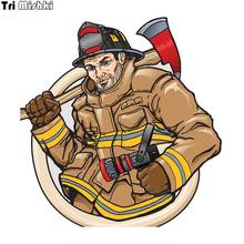 Tri Mishki WCS699 14*14.5cm  Firemen car sticker PVC coloful Decals Motorcycle Accessories sticker 2024 - buy cheap