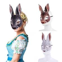 Máscara de conejo de pascua, disfraz para fiesta de carnaval, Halloween, media cara, Orejas de conejo, novedad de 2021 2024 - compra barato