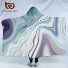 BeddingOutlet Marble Luxury Hooded Blanket Trendy Microfiber Sherpa Blanket Rock Stone Wearable Blanket Rainbow Colorful Bedding 2024 - buy cheap