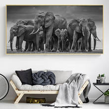 Modern Animals Posters and Prints Wall Art Canvas Painting African Elephant Herd Pictures for Living Room Cuadros Decor No Frame 2024 - buy cheap