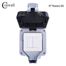 Coswall IP66 Weatherproof Waterproof Outdoor Wall Switch 2 gang 1 way On / off Light Switch 2024 - buy cheap