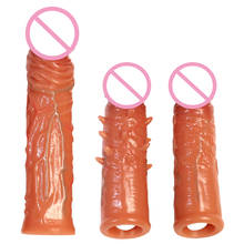 170 мм силиконовые многоразовые презервативы для увеличения пениса, рукав для пениса, кольцо для пениса с твердым кристаллом 60 мм, интимные товары сексуальные игрушки 2024 - купить недорого