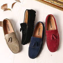 Tassel Leather Shoes Men Slip On Loafers Moccasins 2020 Handmade Casual Suede Comfort Shoes Men Flats Gommino Driving Shoes Red 2024 - buy cheap