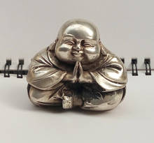 Chinese tibet silver carved happy buddha figurine 2024 - buy cheap