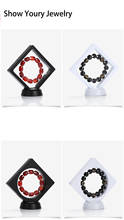 Caja cuadrada 3D de moda para joyería, colgante transparente, flotante, soporte para anillo/brazalete/moneda, color negro 2024 - compra barato
