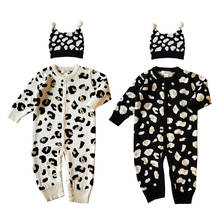 romper baby new born baby clothes jumpsuit baby winter overalls leopard print cotton baby jumpsuit with hat single breasted 2024 - buy cheap