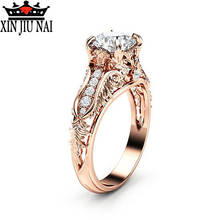 Cubic Zirconia CZ Crystal Wedding Rings Vintage Ring Rose Gold Color Flower for Women Girls Gift Drop Jewelry Wholesale ring 925 2024 - buy cheap