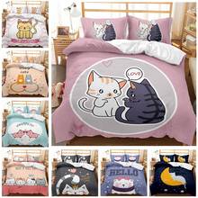 Juego de ropa de cama con dibujos de gato para niños y adultos, edredón con dibujos de cerdo, funda de almohada Kawaii 2024 - compra barato