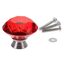 1x 40mm Red Crystal Glass Diamond Shape Design Cabinet Handles Knobs Kitchen Cupboard Pulls Drawer Knobs Furniture Handle 2024 - buy cheap