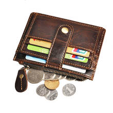 Carteira de couro genuíno de alta qualidade, bolsa para cartões de crédito, identidade e janela, slim, porta-cartões frontal, 1066 2024 - compre barato