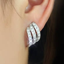 Fashion stud earrings for women bling zircon diamonds gemstones rose gold &white silver color brincos jewelry party accessories 2024 - buy cheap