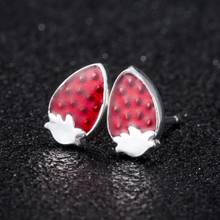 Shuangshuo 925 Sterling Silver Trendy Korean Fashion Strawberry Stud Earring Colorful Fruit Plant Ear Stud for Girl Jewelry Gift 2024 - buy cheap