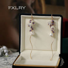 FXLRY-pendientes largos hechos a mano con perlas de agua dulce, joyería elegante de lirio del valle, para mujer 2024 - compra barato
