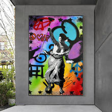 Moderno graffiti arte colorida figura pintura da lona arte da parede posters impressões fotos para sala de estar decoração casa cuadros 2024 - compre barato