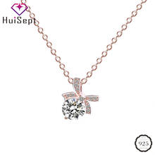 HuiSept-collar de moda para mujer, joyería de plata de ley 925 con forma de lazo, colgante de piedras preciosas de circonita, adorno para mujer, boda, compromiso 2024 - compra barato