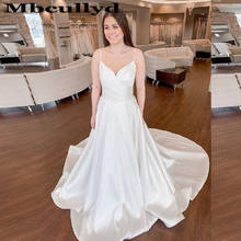 Mbcullyd Gorgeous Satin Wedding Dresses Long 2020 Formal A-line Boho Bridal Gowns With Pocket Plus Size vestidos de novia 2024 - buy cheap