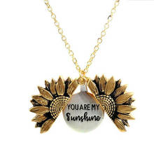 New Fashion Gold Necklace Custom You Are My Sunshine Open Locket Sunflower Pendant Necklace Jewelry For Women Gifts 2022 2024 - buy cheap