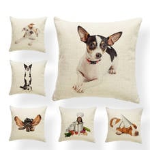 Funny Cute Dog Pillowcase Labrador Poodle Cartoon Throw Pillow Home Decoration Living Room 45*45Cm Polyester Linen Cushion Cover 2024 - buy cheap