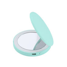 Espejo de mano circular para niñas, espejo pequeño portátil con lámpara Led, Mini espejo redondo USB, decoración del hogar 2024 - compra barato