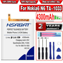 Аккумуляторы HSABAT HE316 4300mAh для Nokia 6 Nokia6 N6 TA-1033 TA-1039 TA-1003 TA-1000 TA-1021 TA-1025 запасная батарея 2024 - купить недорого