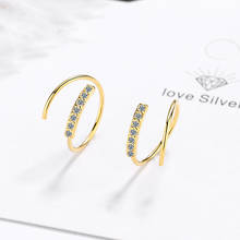 New Fashion Rotating Thin Minimal Stud Earrings Shiny Micro Crystal Golden Geometric Earring Piercing Stud Accessories For Women 2024 - buy cheap